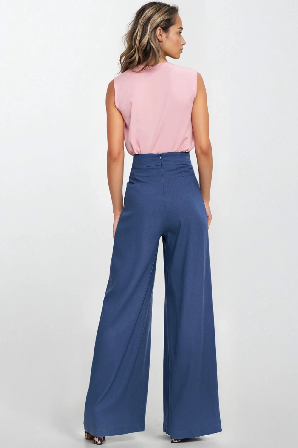 Rayon palazzo trousers SD114 Cobalt - Nife – vista 2