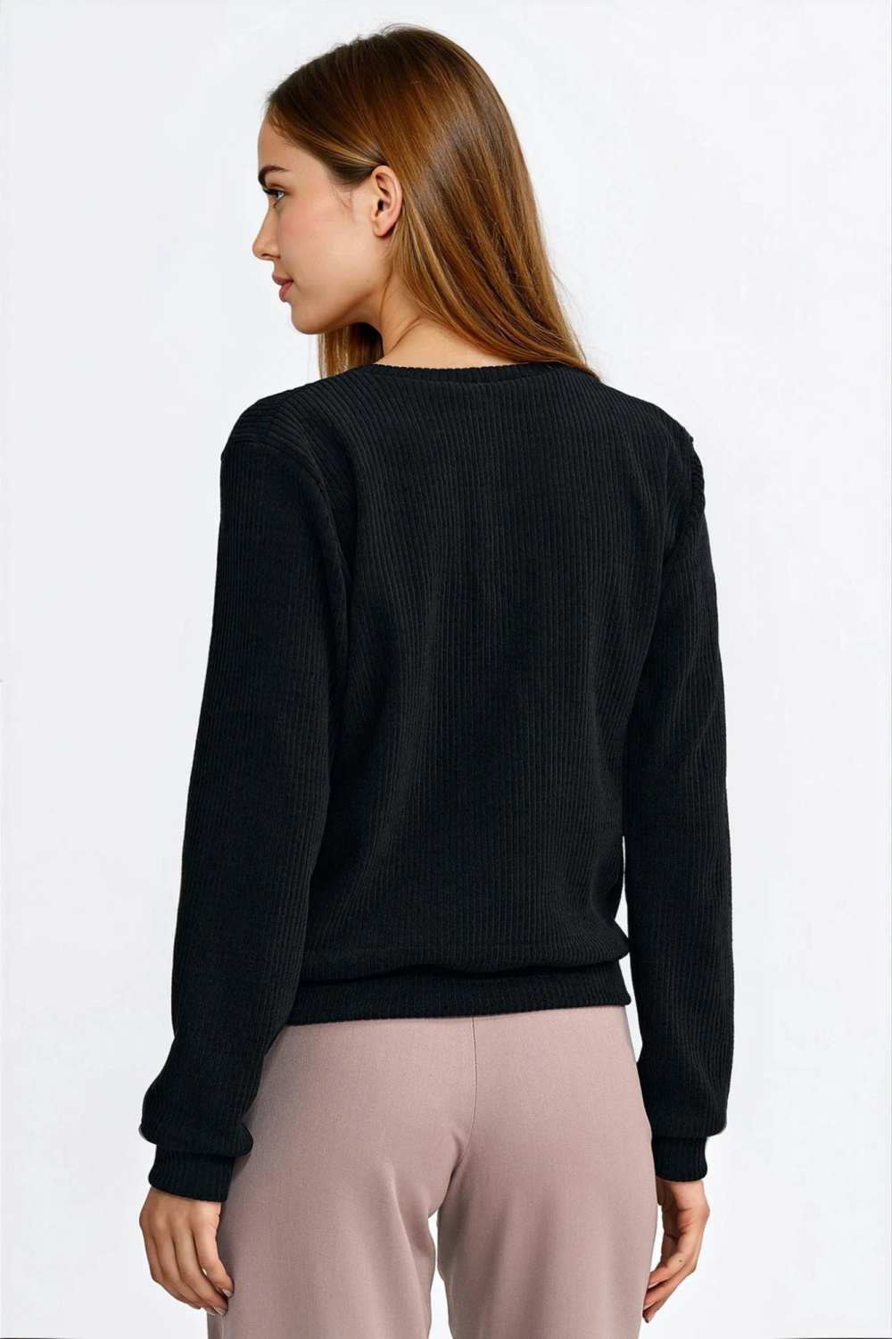 Ribbed knit long-sleeve top BL13 Black - Nife