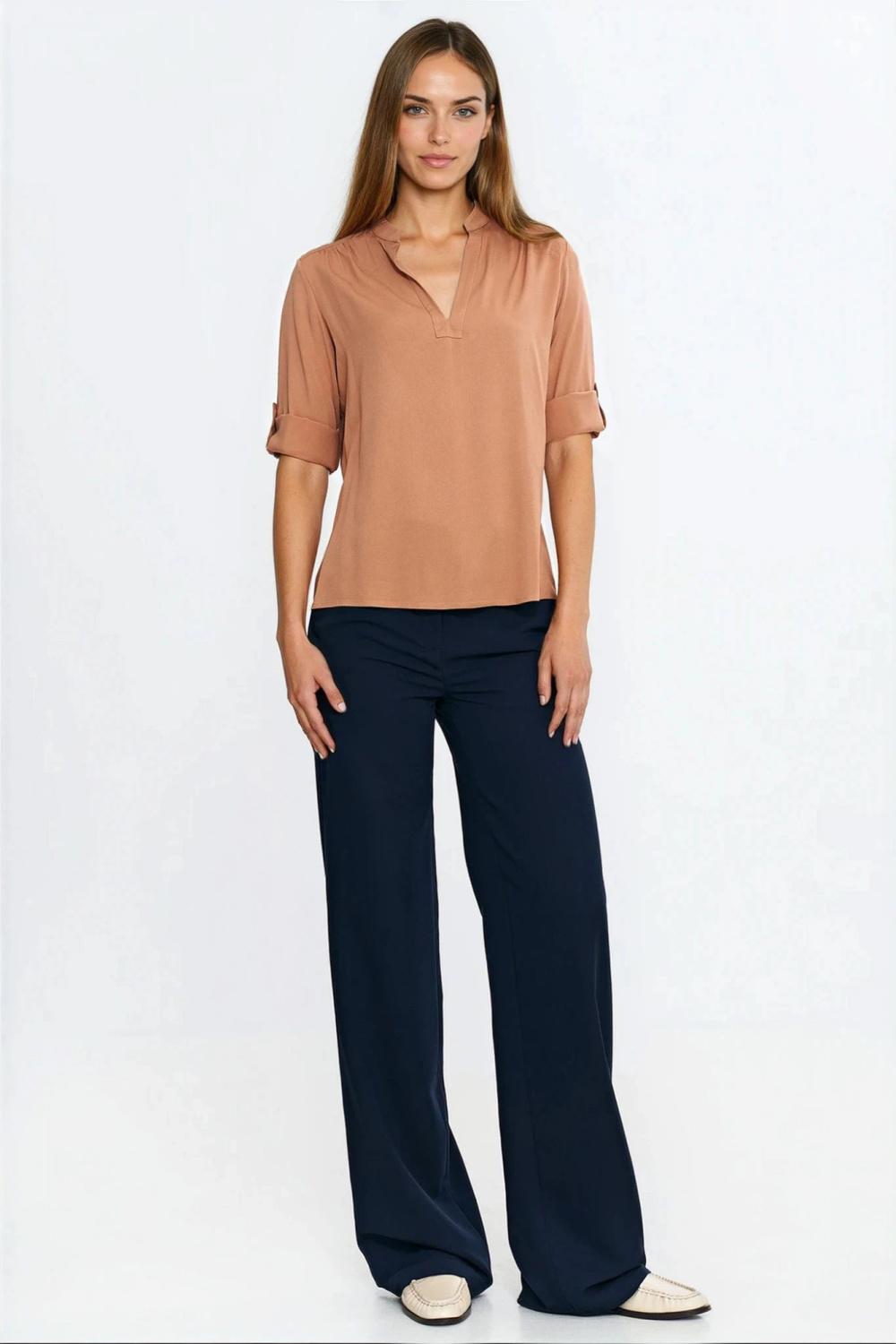 Rolled-Sleeve Top B188 Carmel - Nife