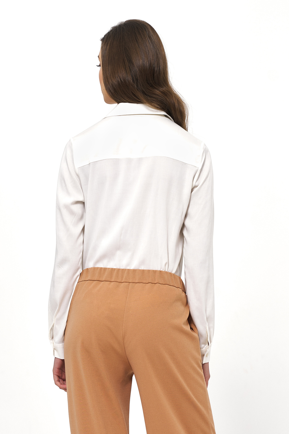 Ecru viscose blouse with collar B172 White - Nife