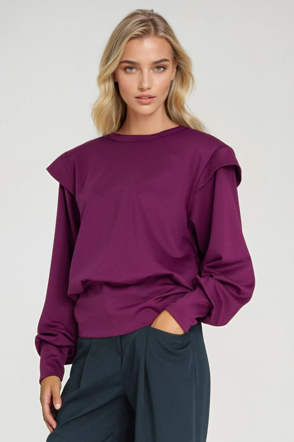 Sweatshirt with High Ribbing BL10 Purple - Nife