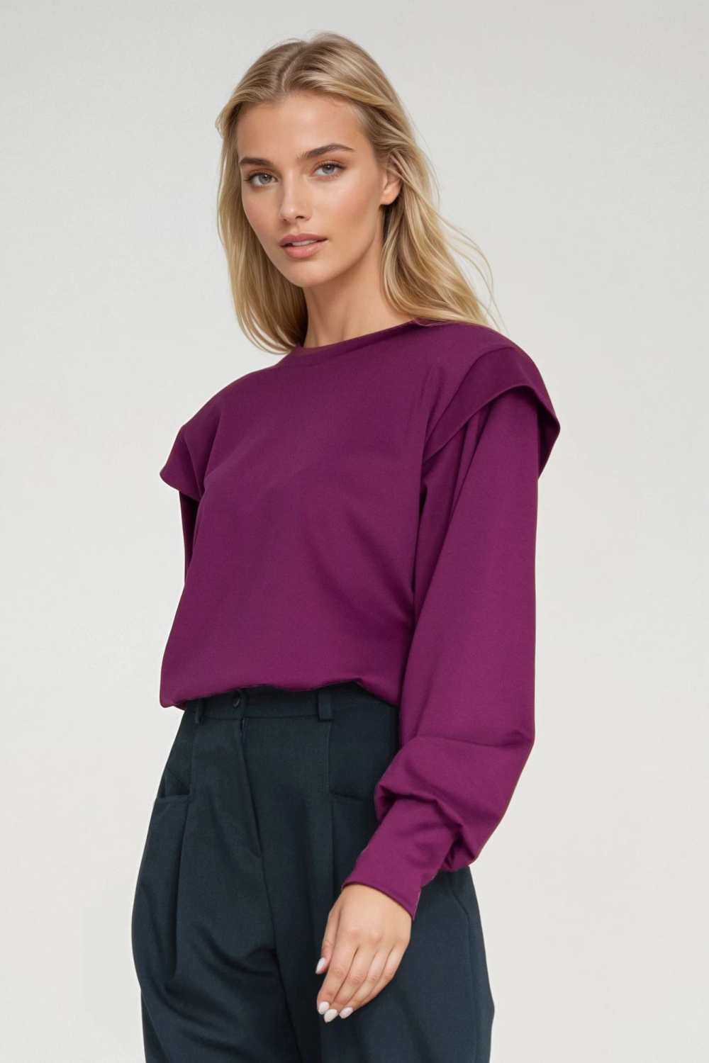 Sweatshirt with High Ribbing BL10 Purple - Nife