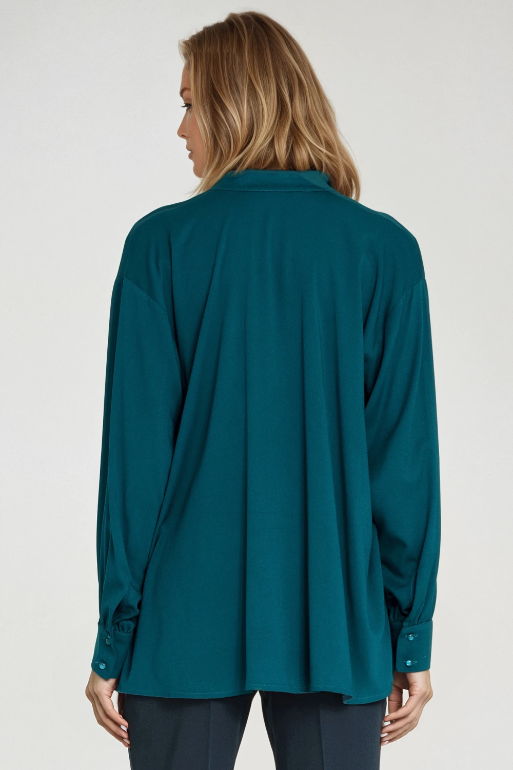 Oversized blouse with gathered detail B197 Emerald - Nife – vue 2