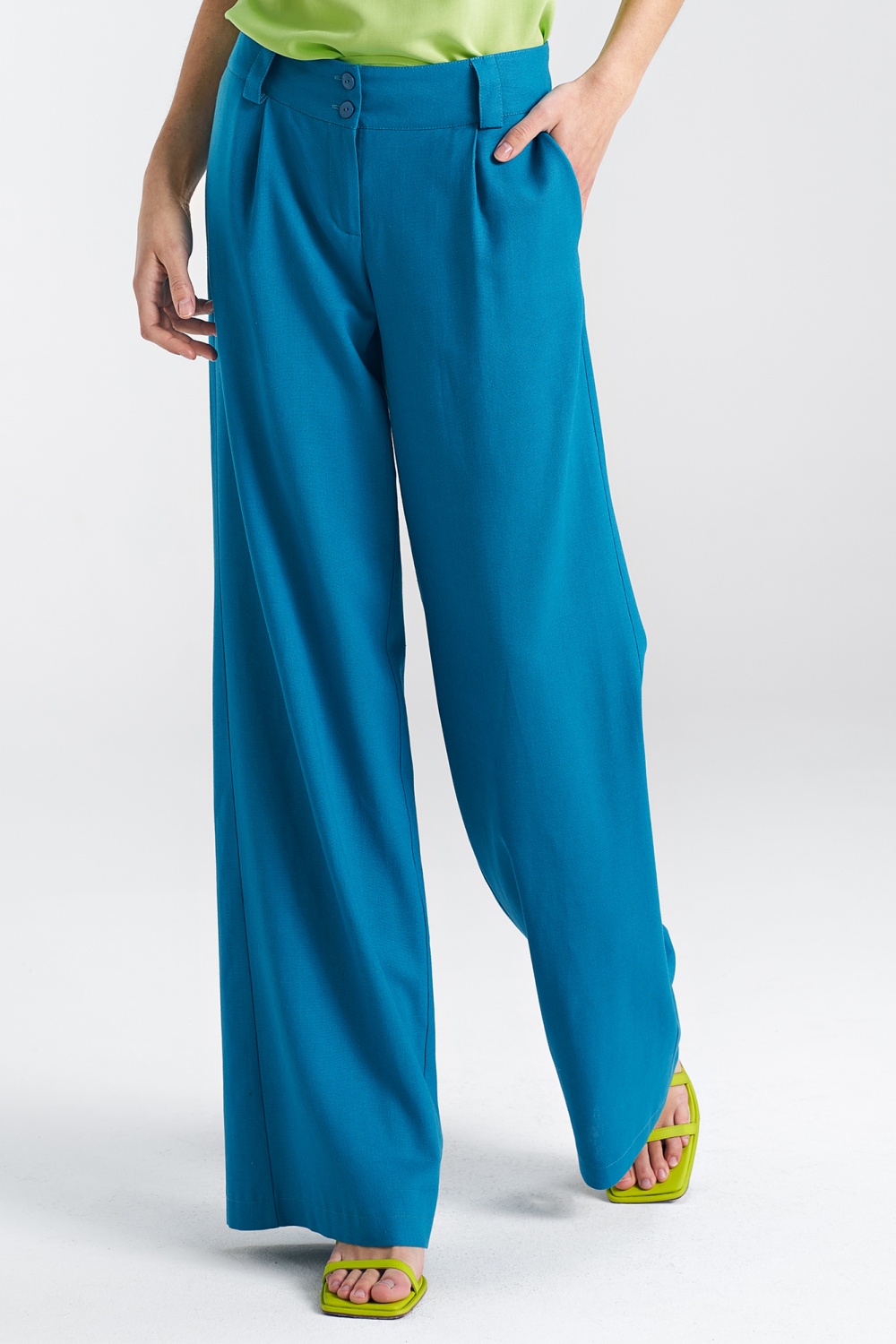 Wide leg linen trousers SD85 Blue - Nife