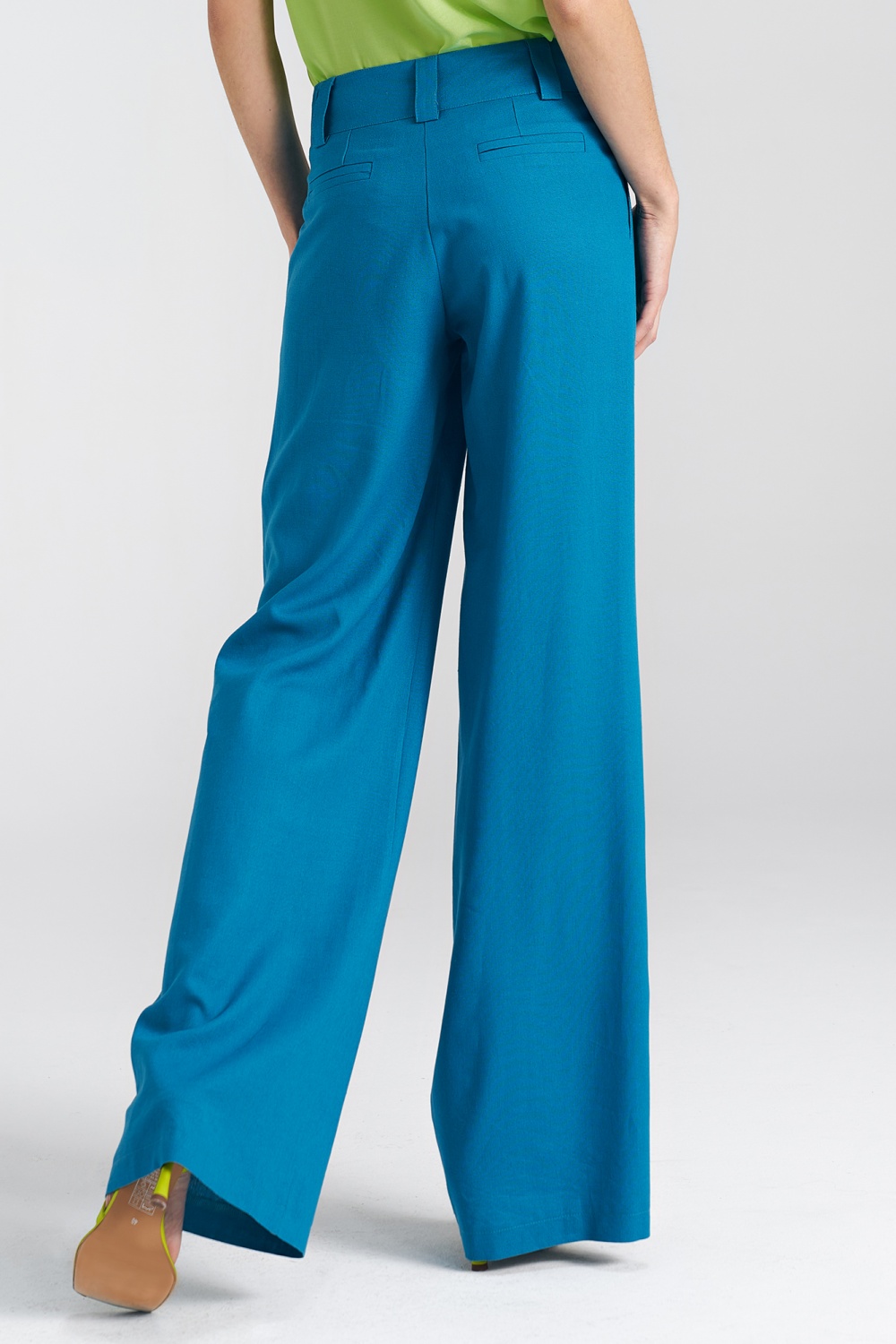 Wide leg linen trousers SD85 Blue - Nife – vista 2
