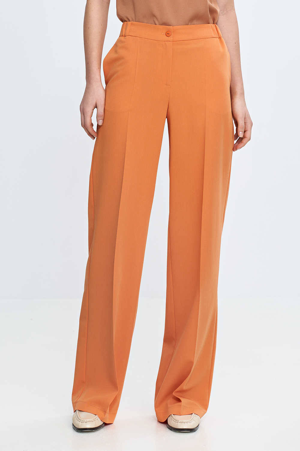 Wide-leg trousers with elastic waistband SD113 Orange - Nife