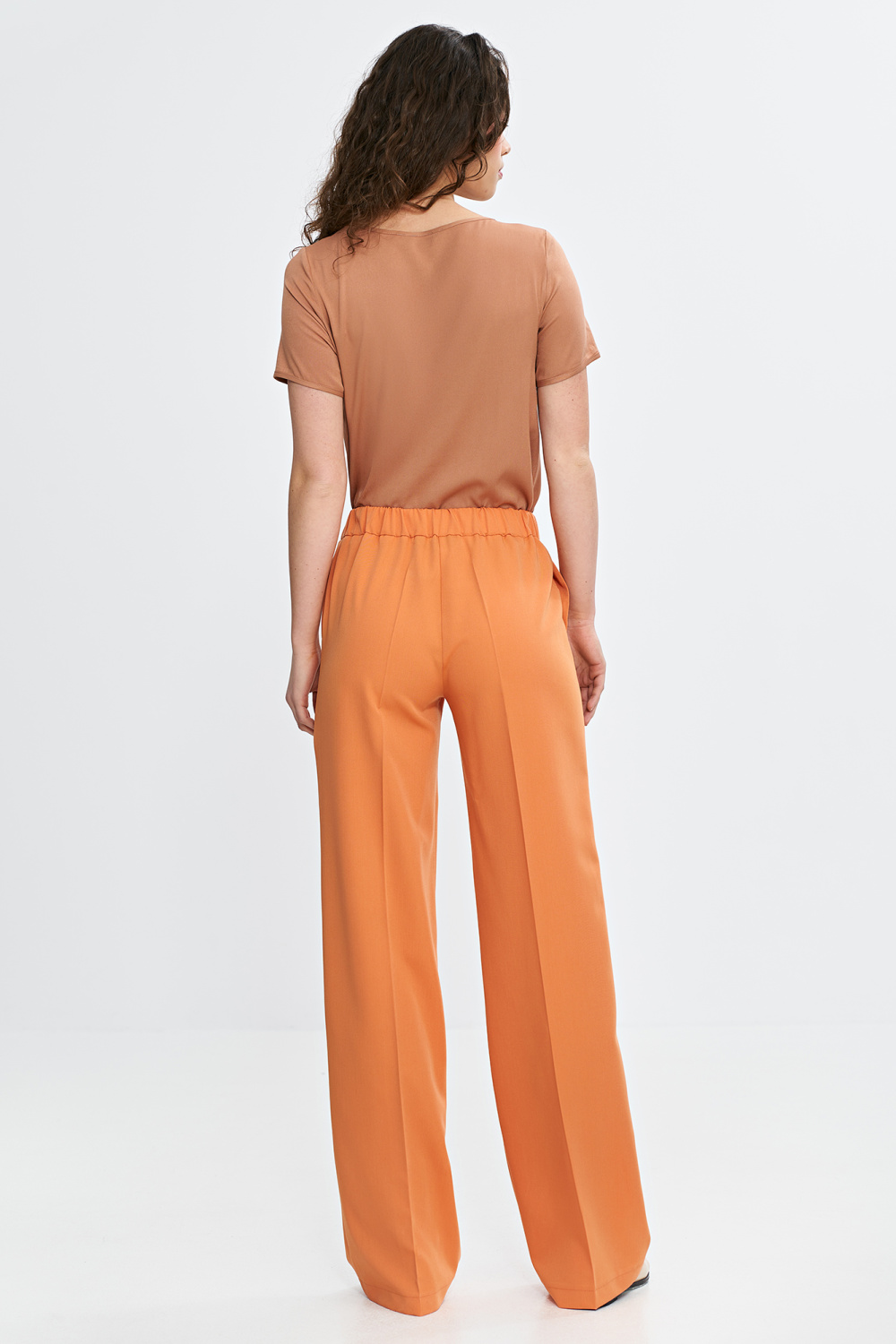 Wide-leg trousers with elastic waistband SD113 Orange - Nife – vista 2