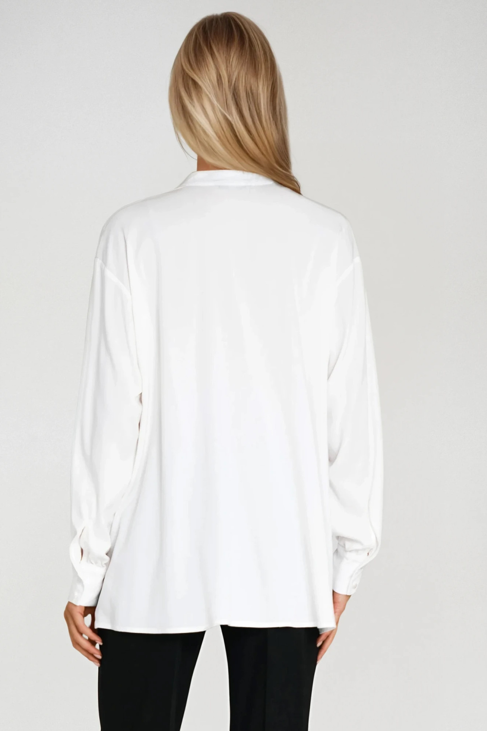 Oversized gathered blouse B197 Ecru - Nife