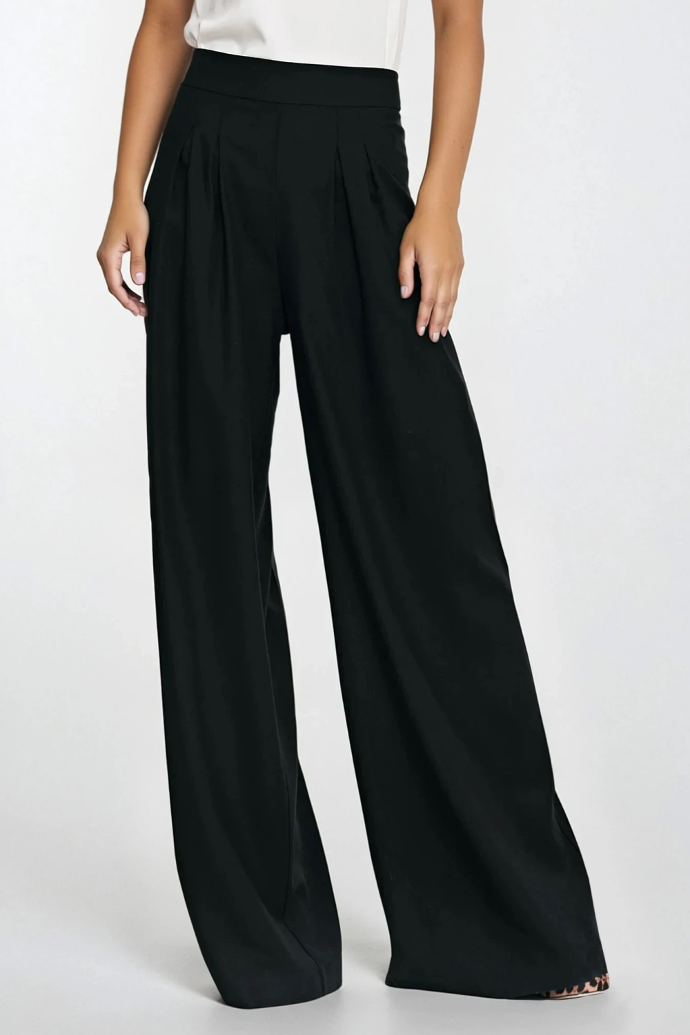 Rayon palazzo trousers SD114 Black - Nife