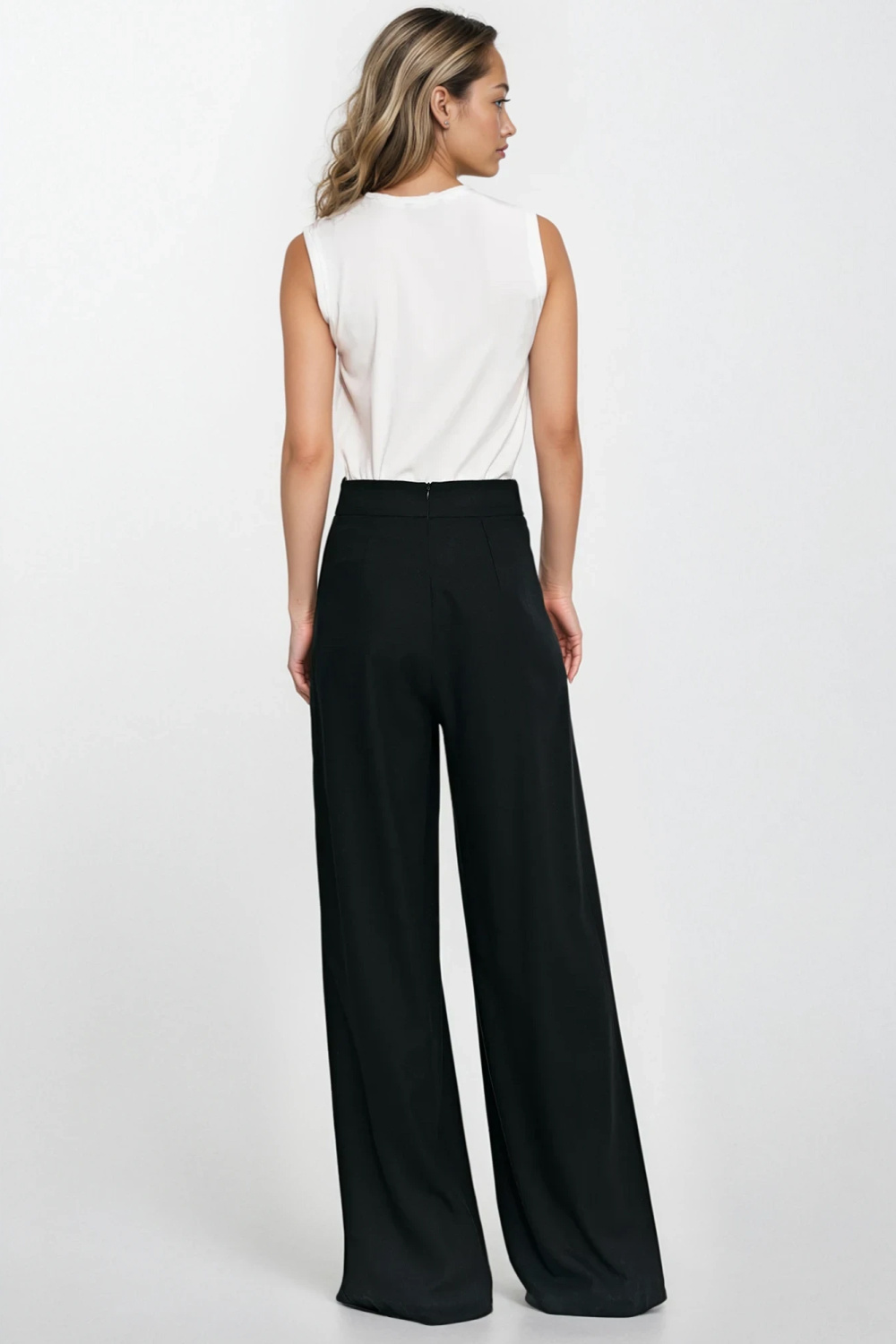Rayon palazzo trousers SD114 Black - Nife – vista 2