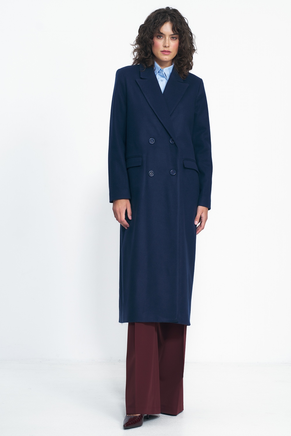 Oversized navy coat PL20 Navy - Nife – vue 2