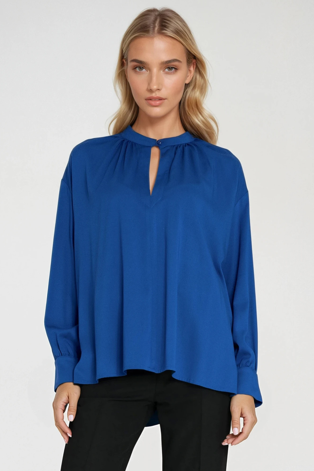 Oversized blouse with gathering B197 Cornflower - Nife