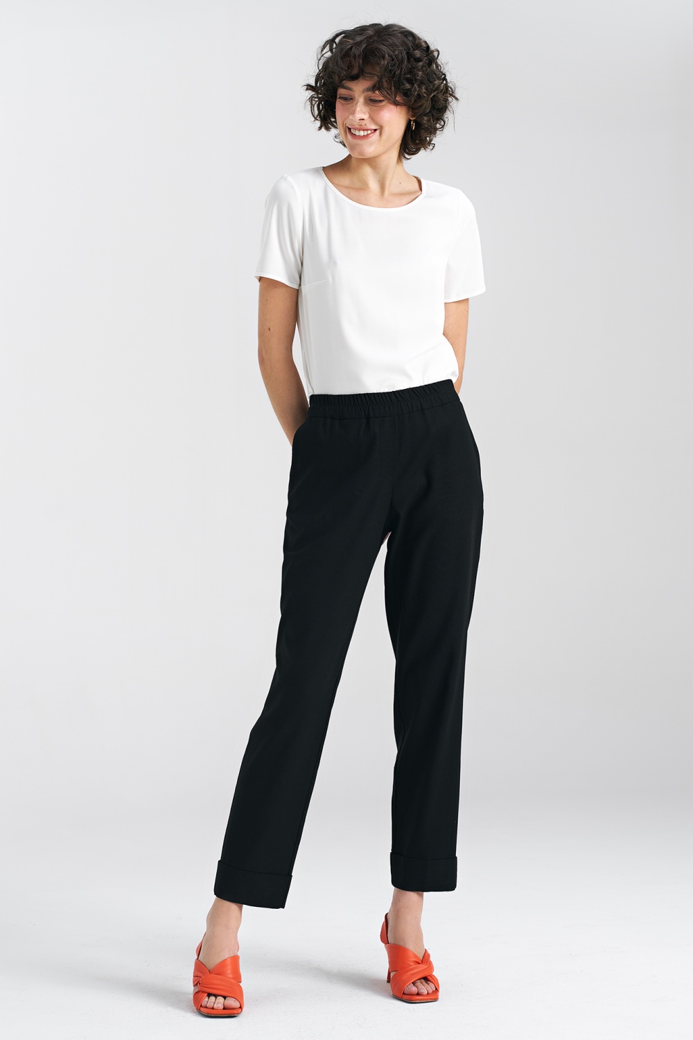 Basic short-sleeve top B160 Ecru - Nife