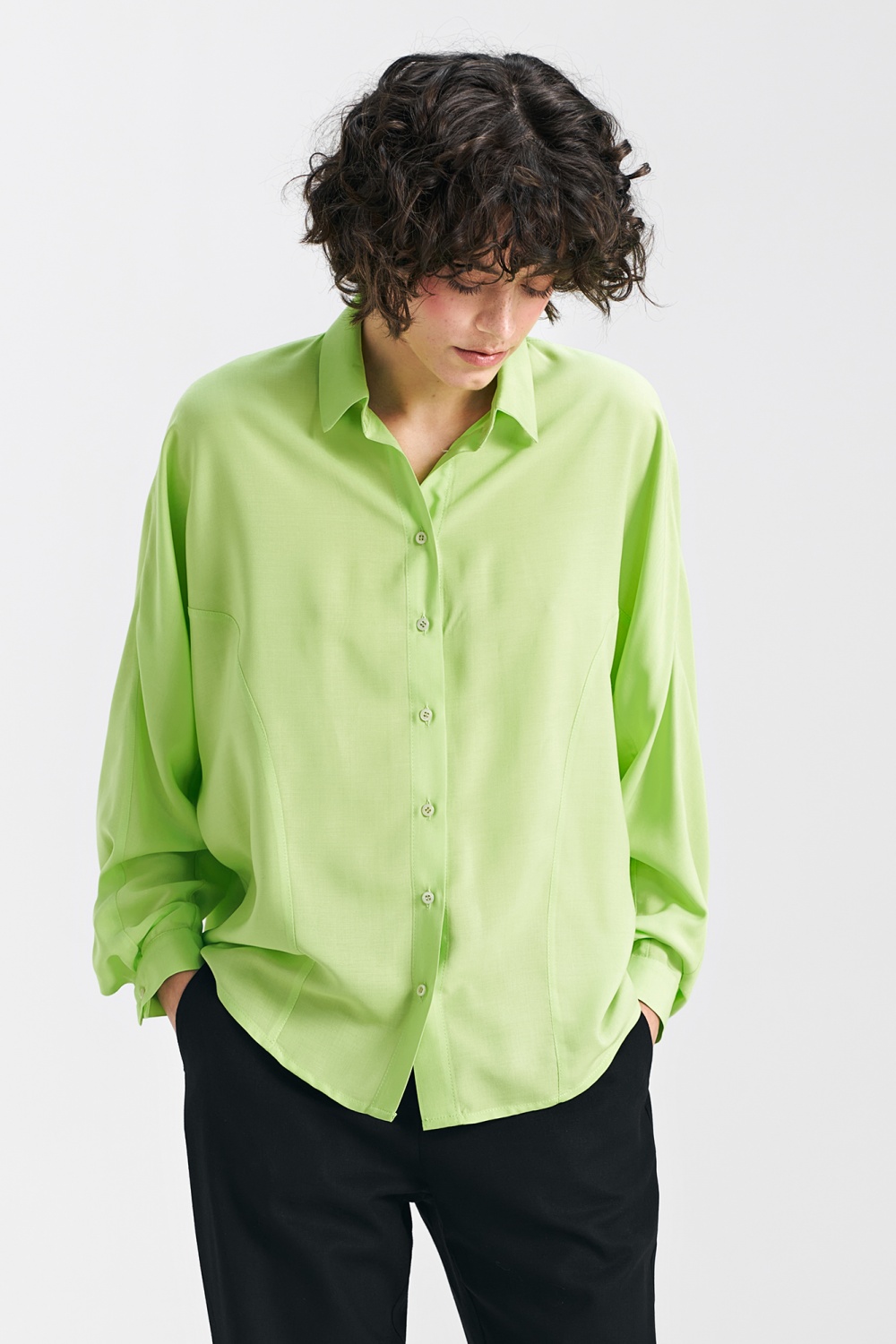 Oversized batwing blouse B158 Lime - Nife