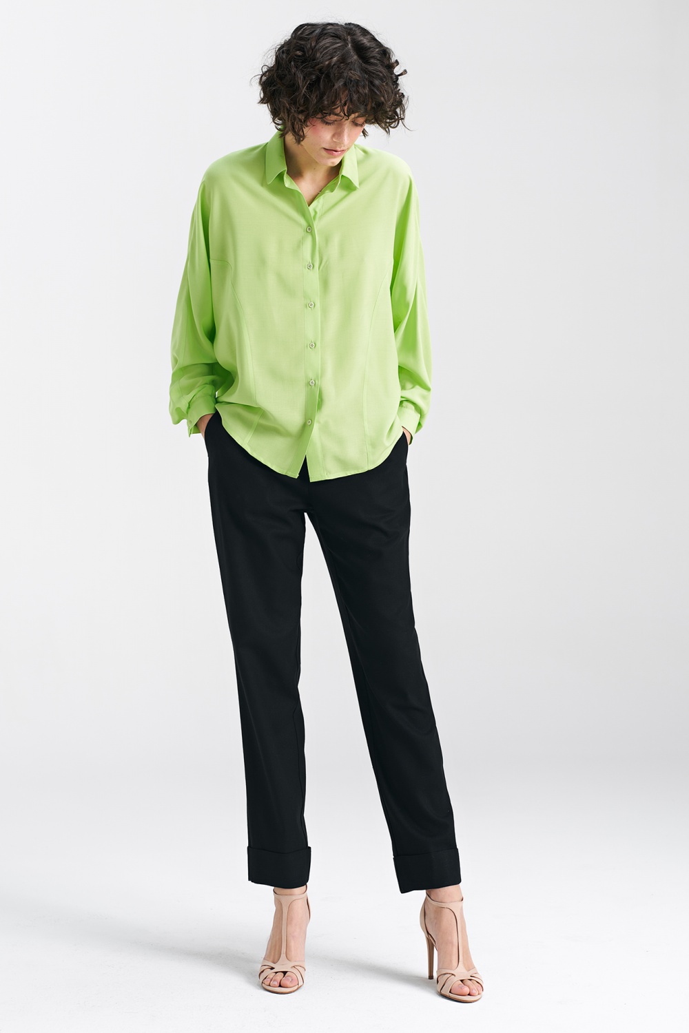 Oversized batwing blouse B158 Lime - Nife