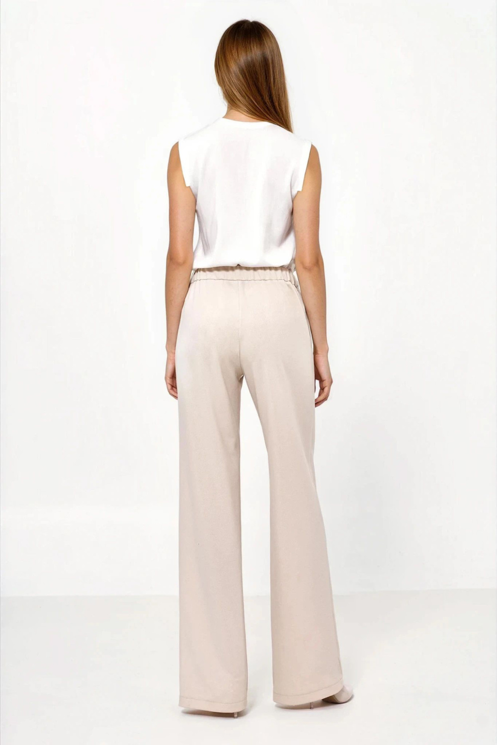 Spodnie Beżowe spodnie loose cut SD131 Beige - Nife
