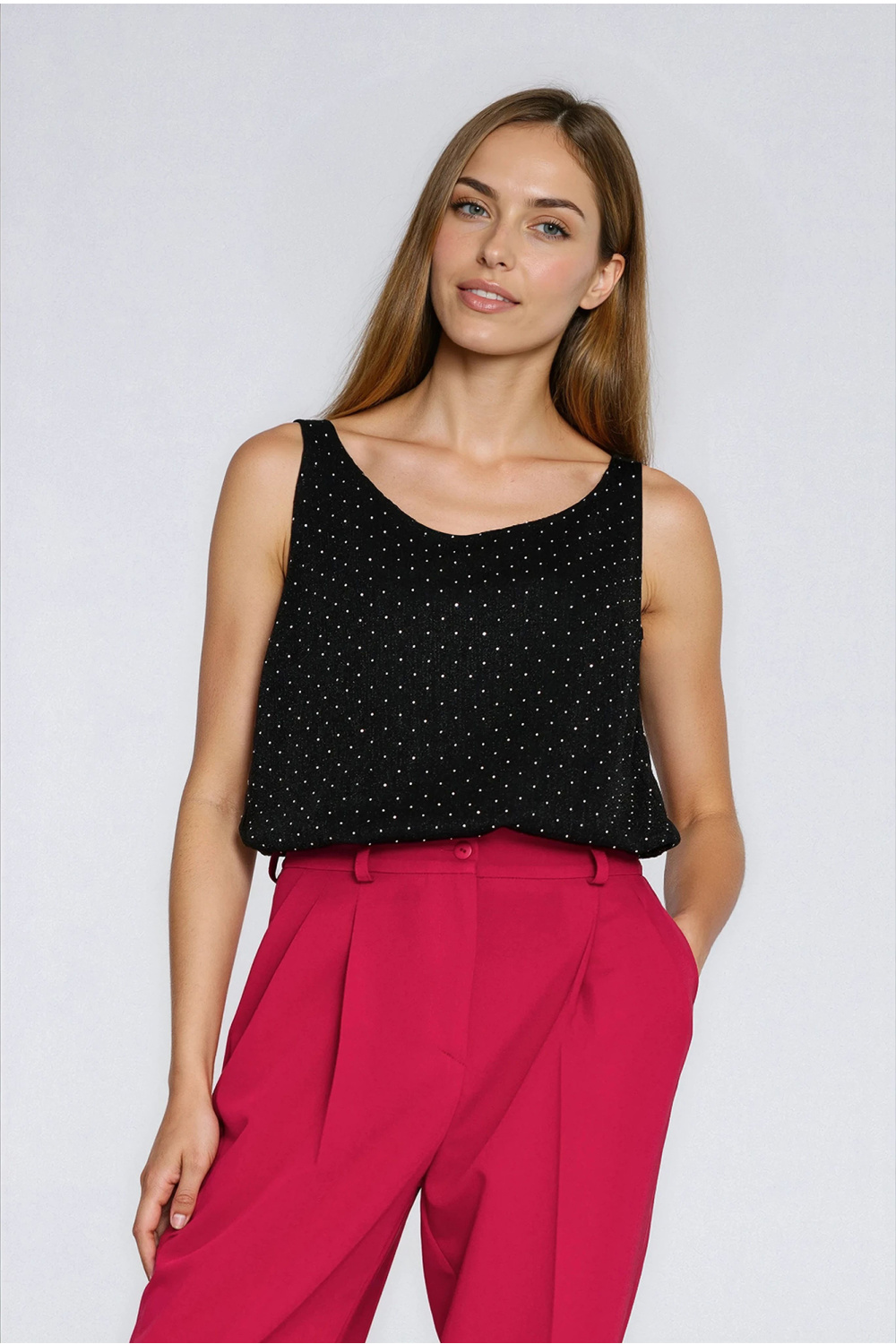 Knitted top with sparkling rhinestones B217 Silver/Black - Nife – Ansicht 2