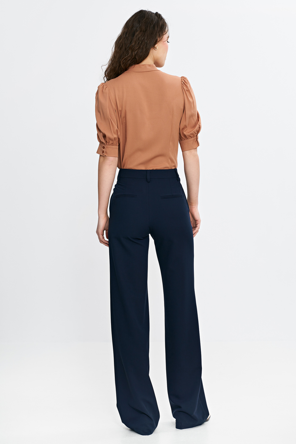 Bootcut trousers with covered button SD110 Navy - Nife – vista 2