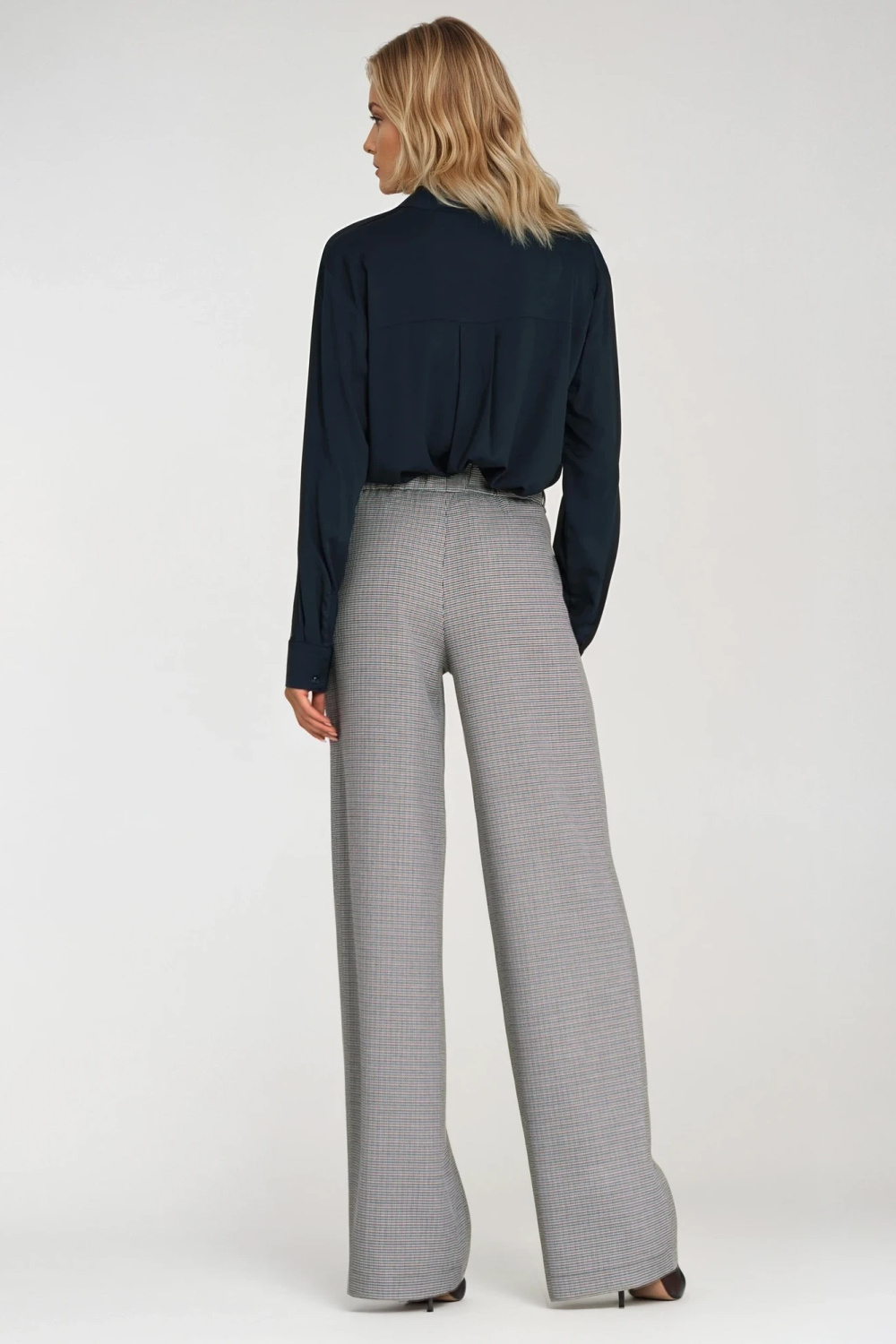 Viscose polo blouse with stand-up collar B194 Navy - Nife