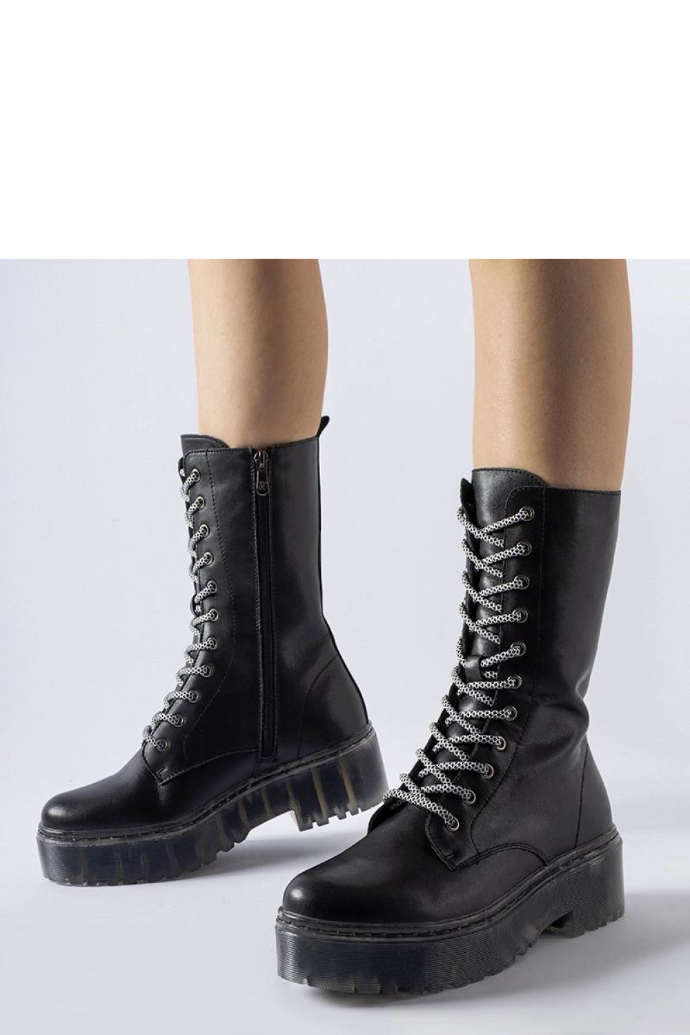 Black insulated natural leather combat boots Middletown - Solea