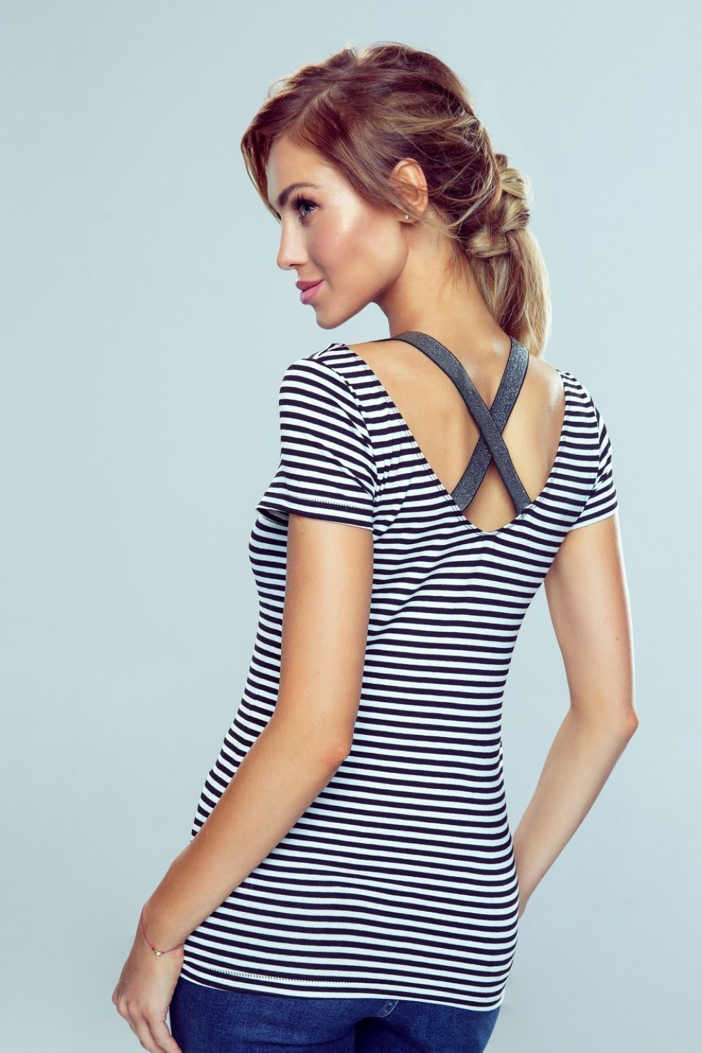 Meg Striped Top White/Black - Eldar – vue 2