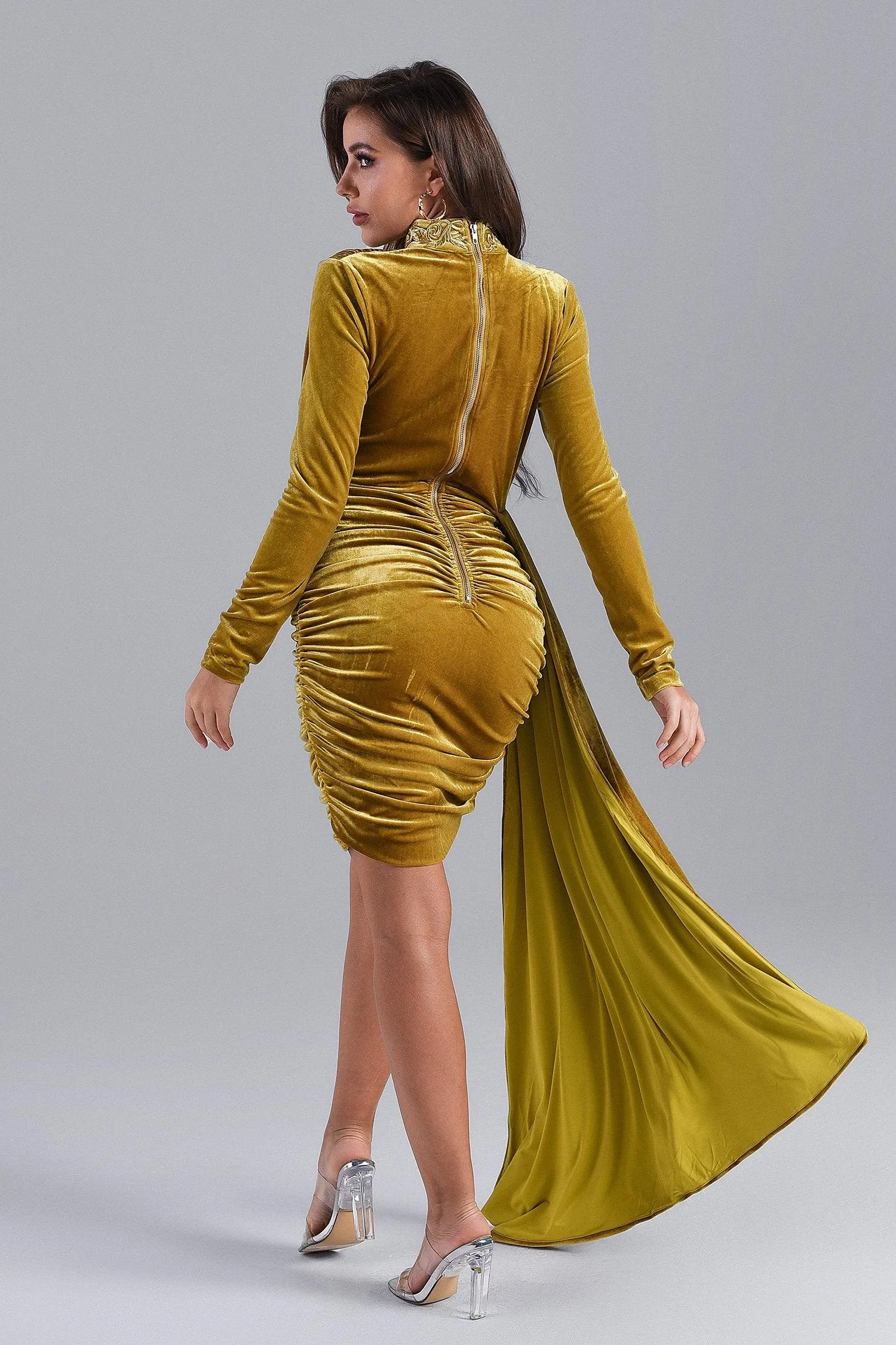 Brinley Kleid aus blauem Samt