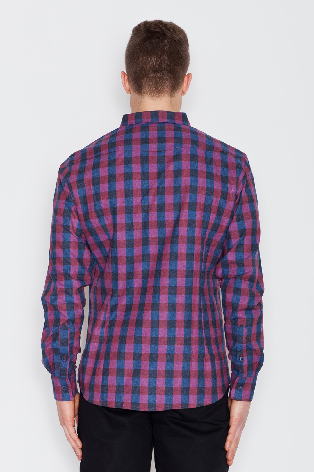 V010 Shirt Blue-Burgundy