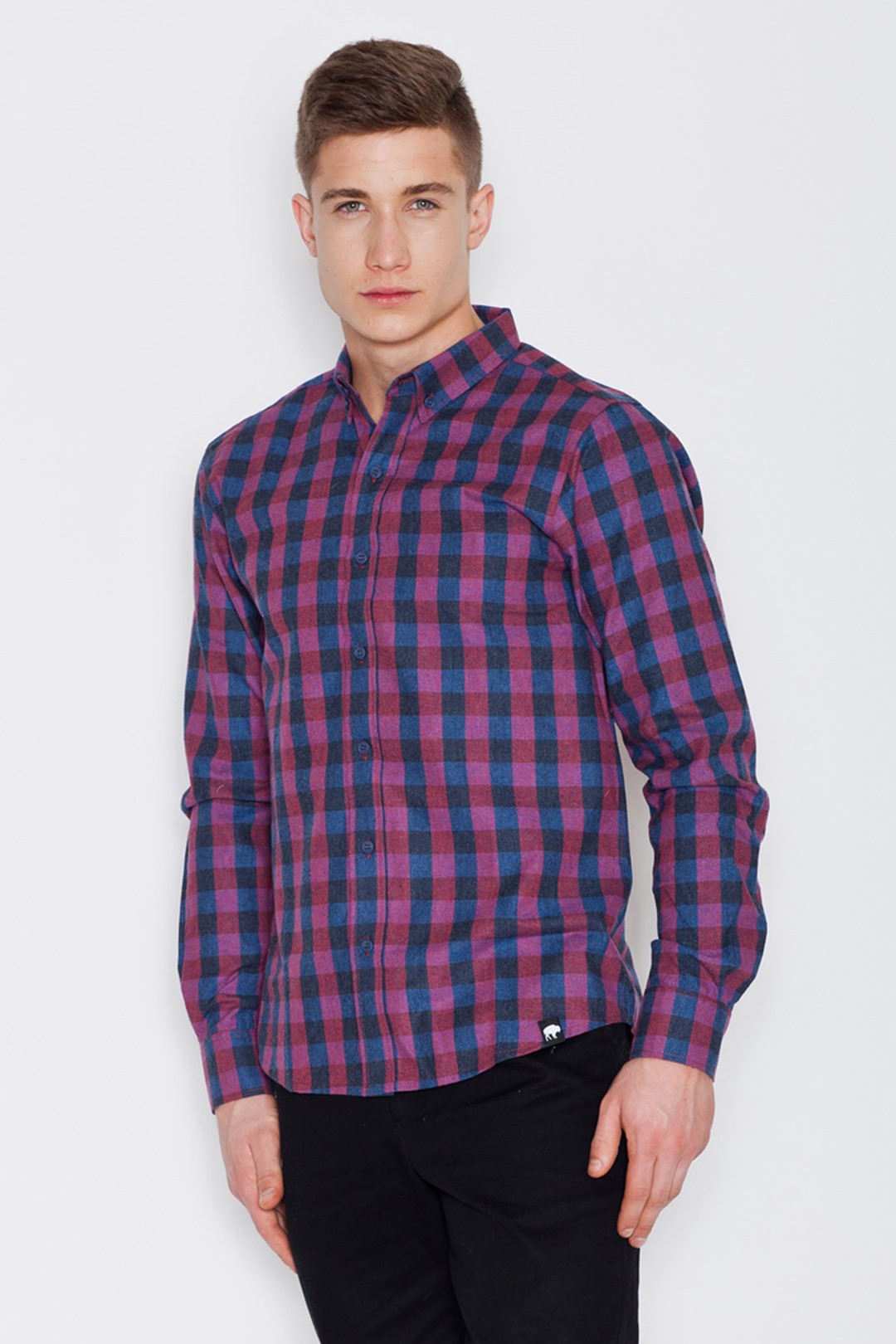 V010 Shirt Blue-Burgundy