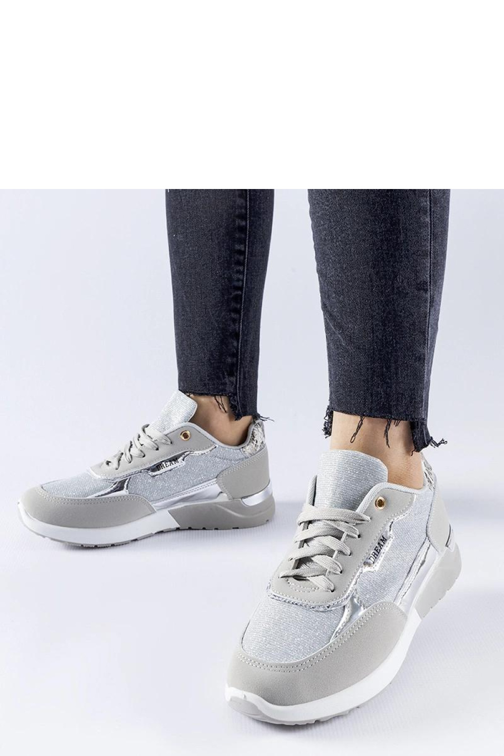 Szare brokatowe sneakersy Roganzuolo - Solea