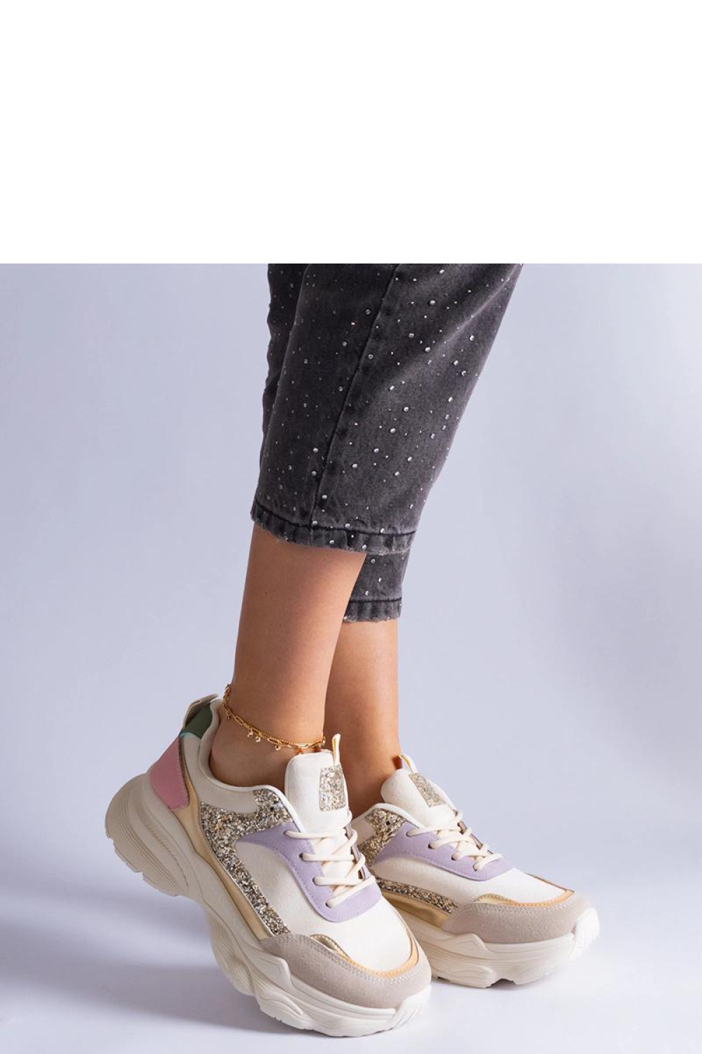 Wielokolorowe sneakersy z brokatowymi wstawkami Clorinda - Solea – widok 2
