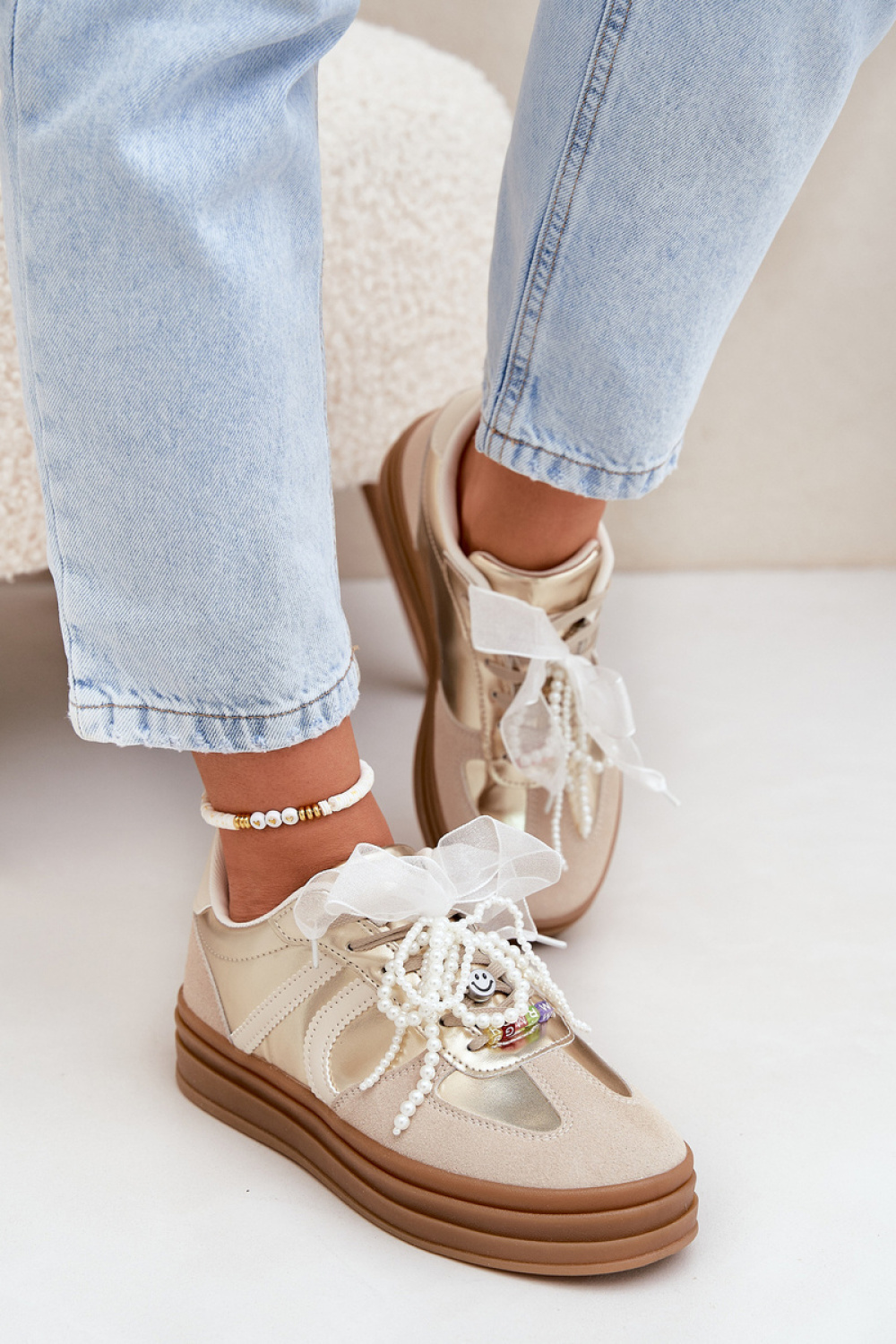 Vinness C3033 Beige/Gold Sneakers - Step in style